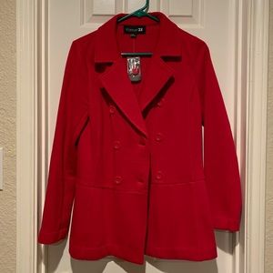 NEW FOREVER 21 Red Casual Jacket Peacoat Medium